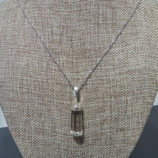 SMOKY QUARTZ CRYSTAL NECKLACE ON SURGICAL STEEL CHAIN-NECKLACES-Jipsi Junk-JipsiJunk