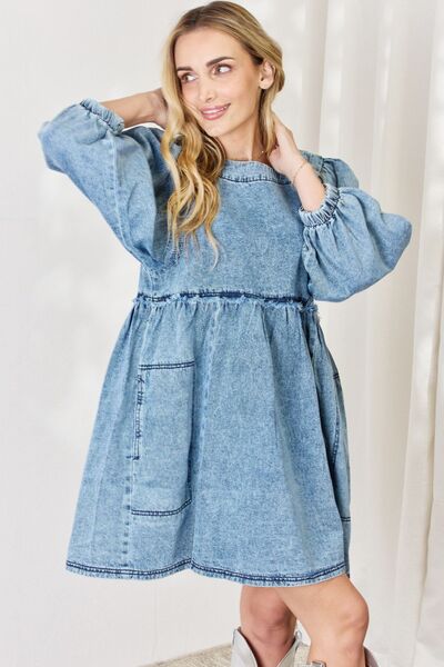 HEYSON Full Size Oversized Denim Babydoll Dress-Trendsi-JipsiJunk